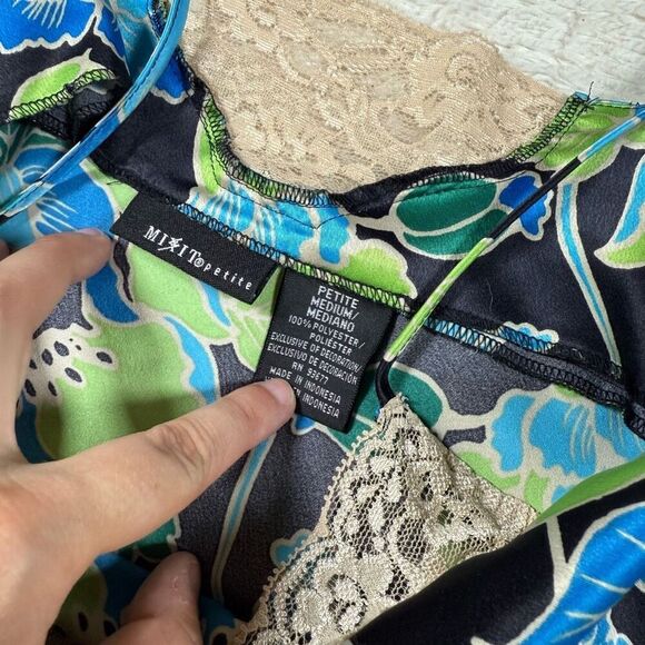 Vintage Mix It Women’s Blue Floral Tank Top Blouse - Picture 3 of 5